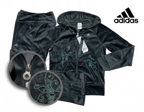  Dres damski Adidas Velour Suit, ciemno szary Velour Suit