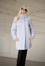  Zimowy płaszcz damski z błękitnej j wełny - DIANA