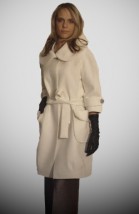  Z 3/4 rękawem wełniany płaszcz damski zimowy w kolorze kremowym - BAS