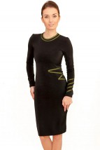  Elegancka czarna sukienka do biura w małych i dużych rozmiarach - MARGO