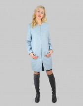  Elegancki błękitny damski płaszcz wełniany na wiosnę - LUNA