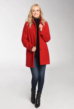  Elegancka czerwona długa kurtka damska zimowa - Vera