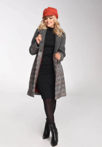  Elegancki zimowy płaszcz damski z szarej wełny - Kasia